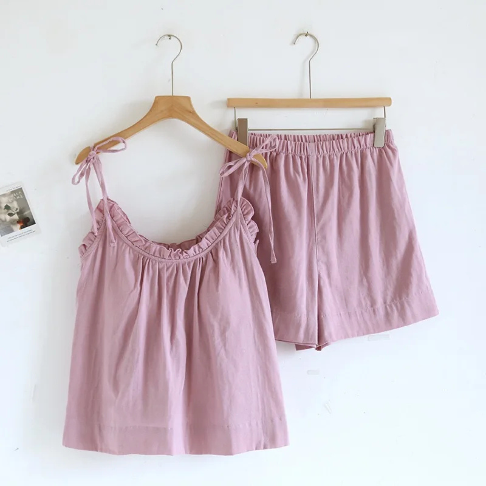 2 Piece Pajama Set With Spaghetti Strap Top And Shorts For Women