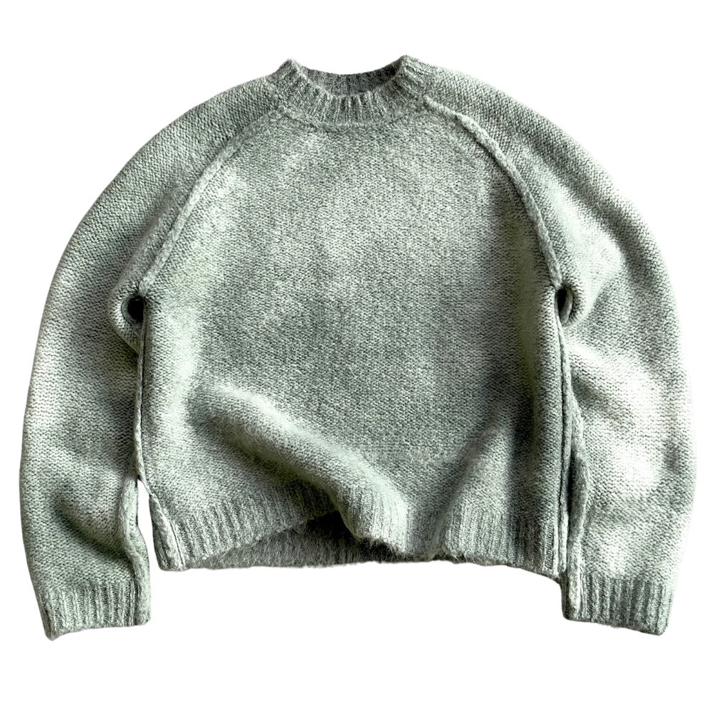 Soft Mohair Knit Sweater With Reversible Textures-My Comfy Blouse