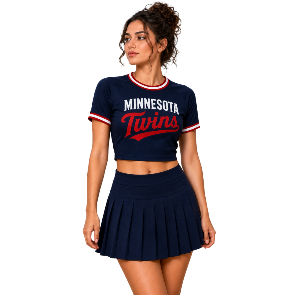 Minnesota Twins Baseball Team Printed Two Piece Top And Skirt Set For Women