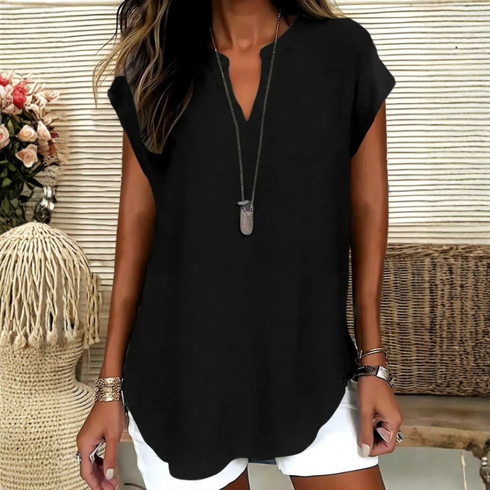 Casual Plain Notched Fitted Blouse Top For Women