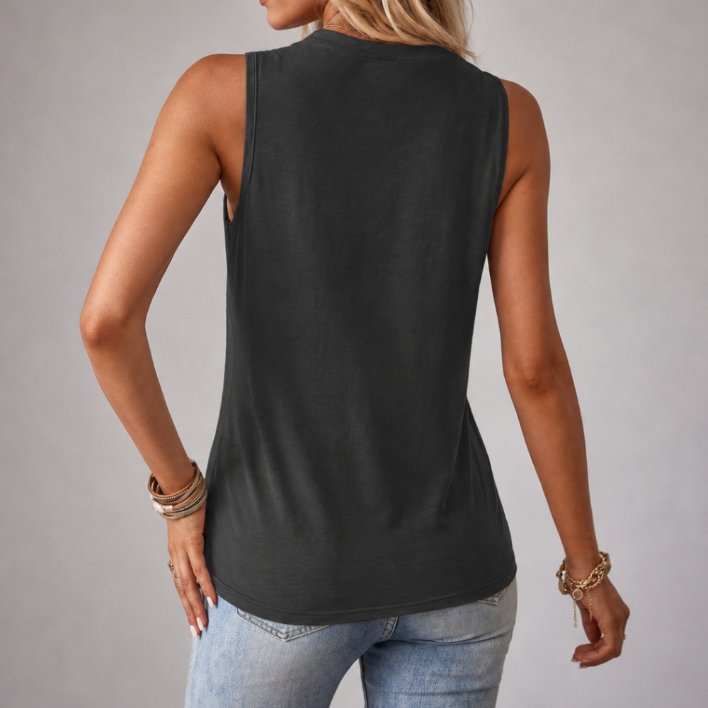 Casual Printed Round Tank Tops For Women