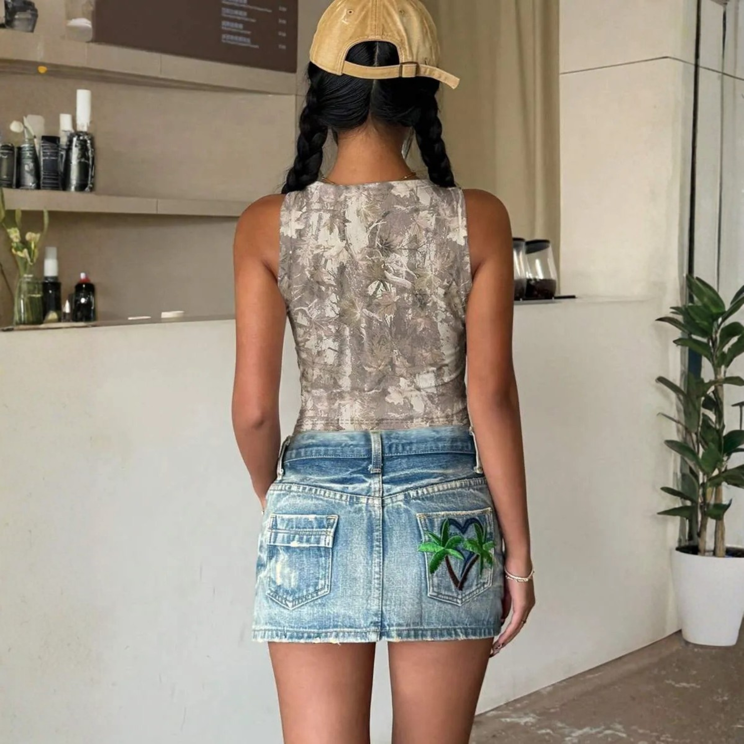 Casual Camouflage Printed Cropped Tank Top For Women