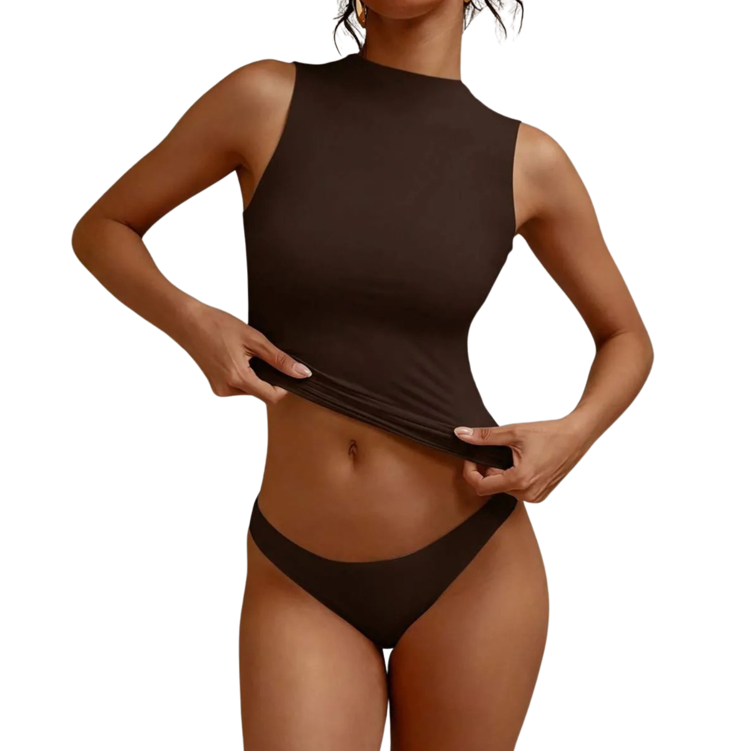 Sleeveless Double Layer Stretchy Slim Fit Top For Women