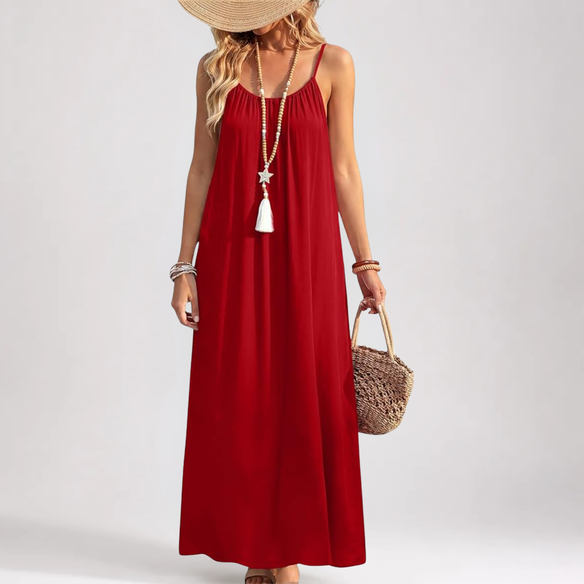 Backless Cami Maxi Sundress With Spaghetti Straps And Beach Style For Women