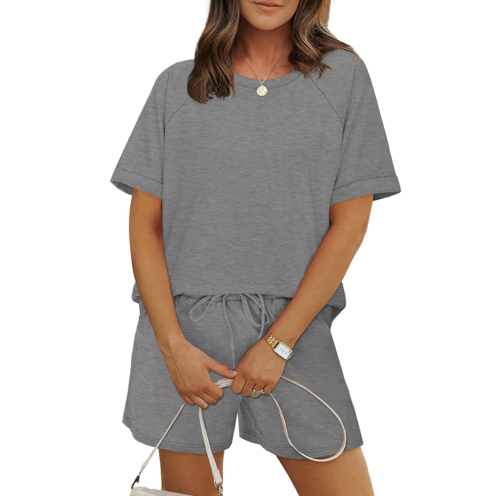 2 Piece Casual Summer Lounge Short Set Matching Outfit For Women