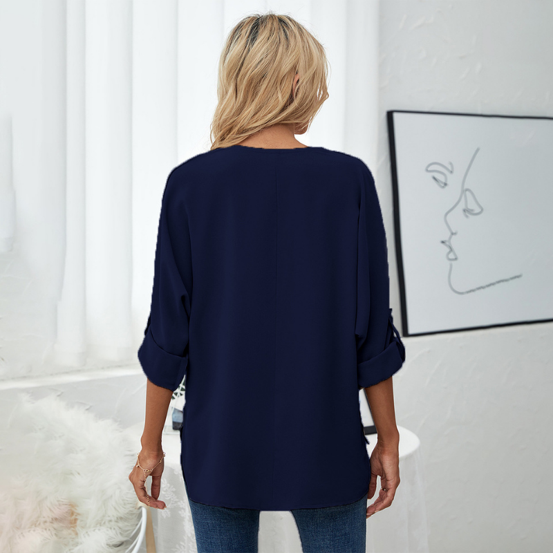 Long Sleeves V Neck Semi Formal Shirt-My Comfy Blouse