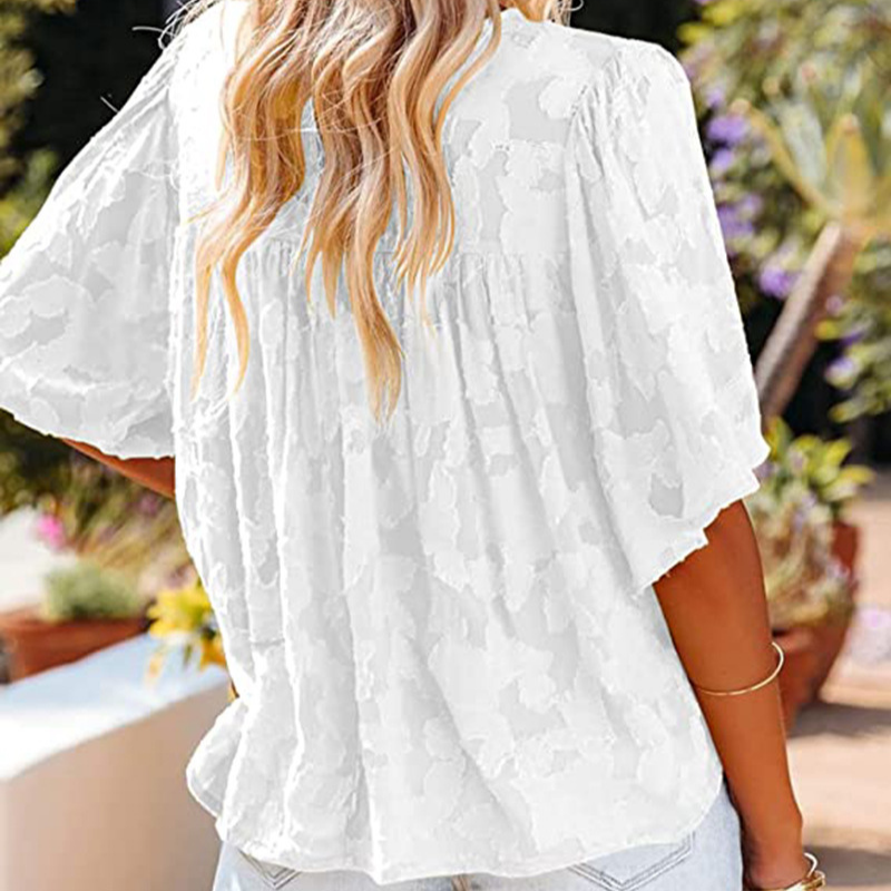 Horn Sleeve Doll Lace Blouse-My Comfy Blouse
