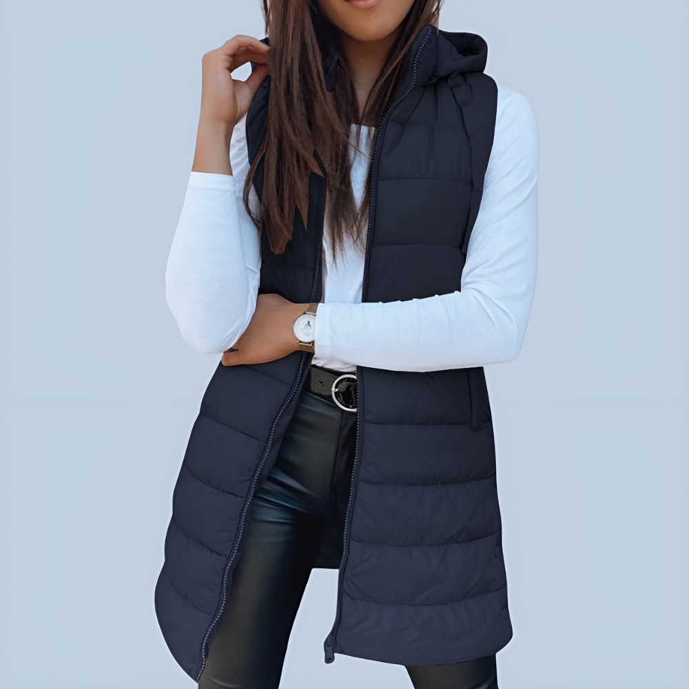 Women Long Hooded Puffer Vest