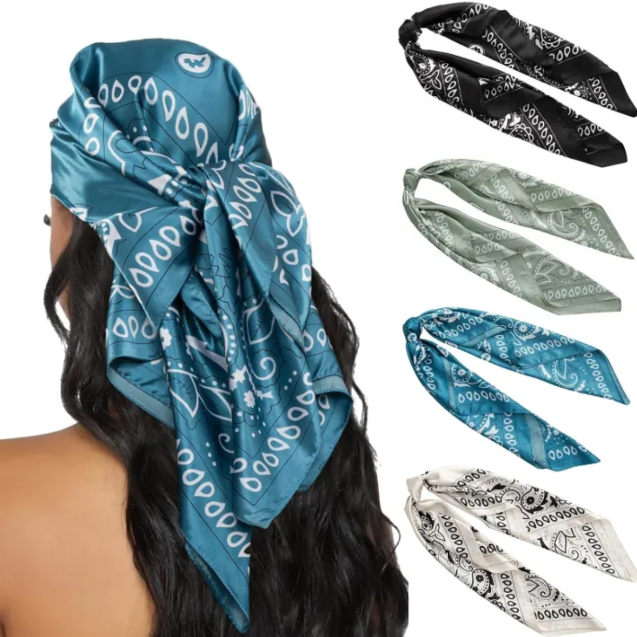 4 Pieces Square Bandana Hair Wraps For Women