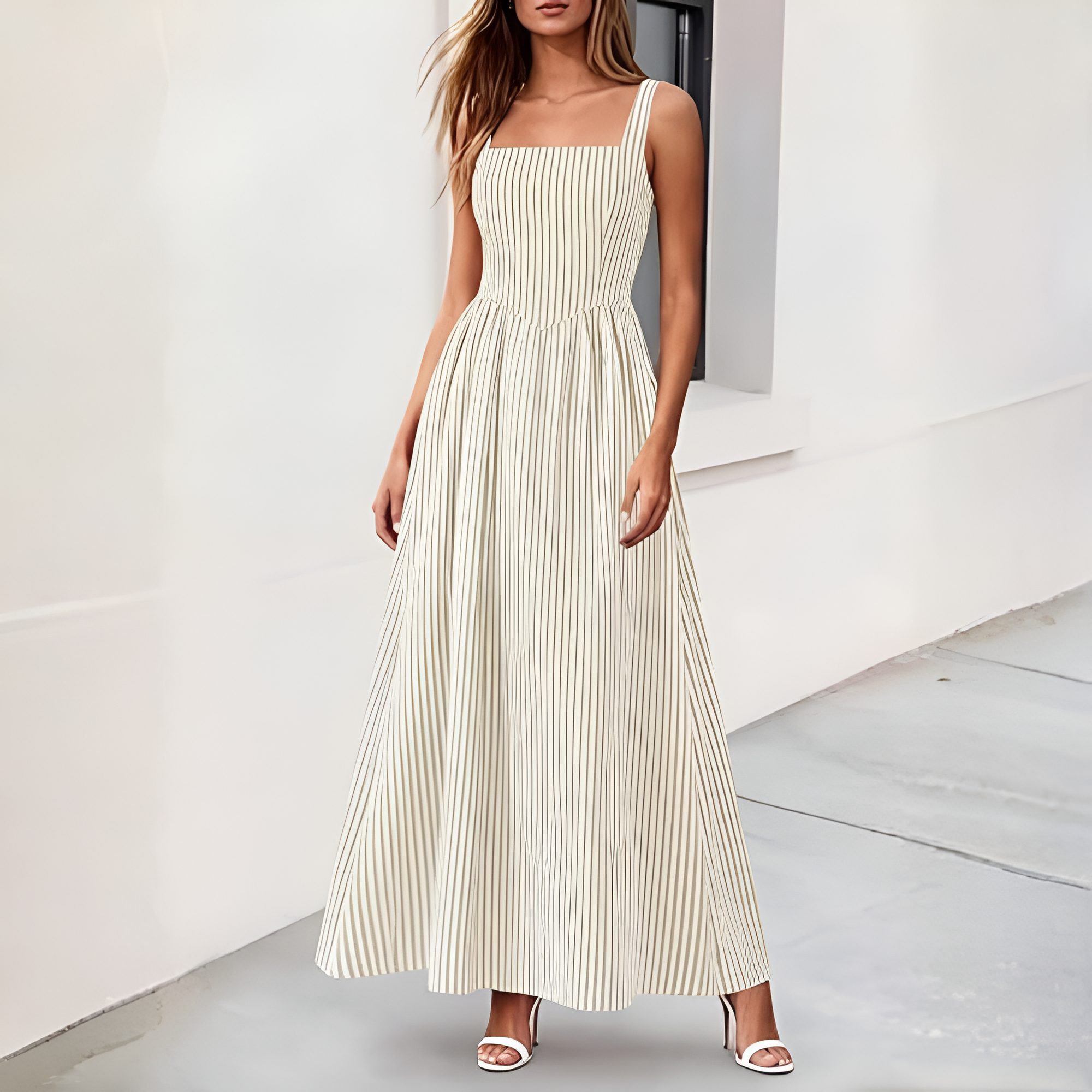 Striped A Line Beach Dress For Women