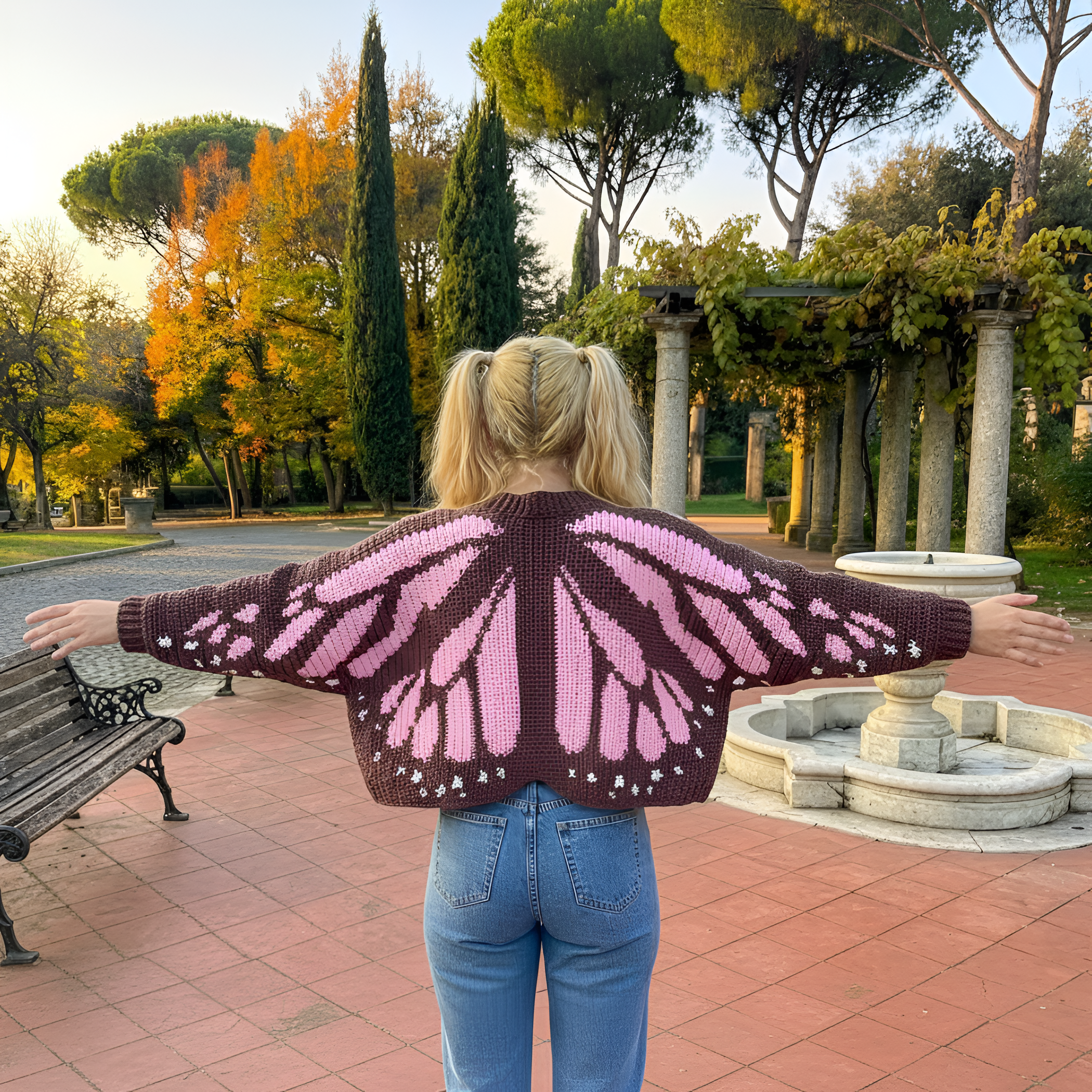 Butterfly Design Crochet Knit Cardigan For Women