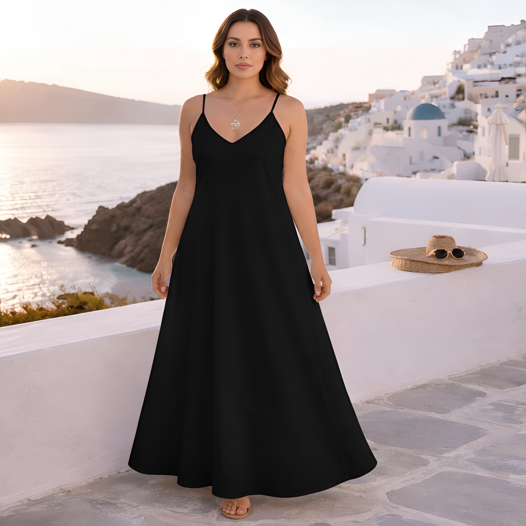 Lightweight Adjustable Strap Maxi Dress For Women