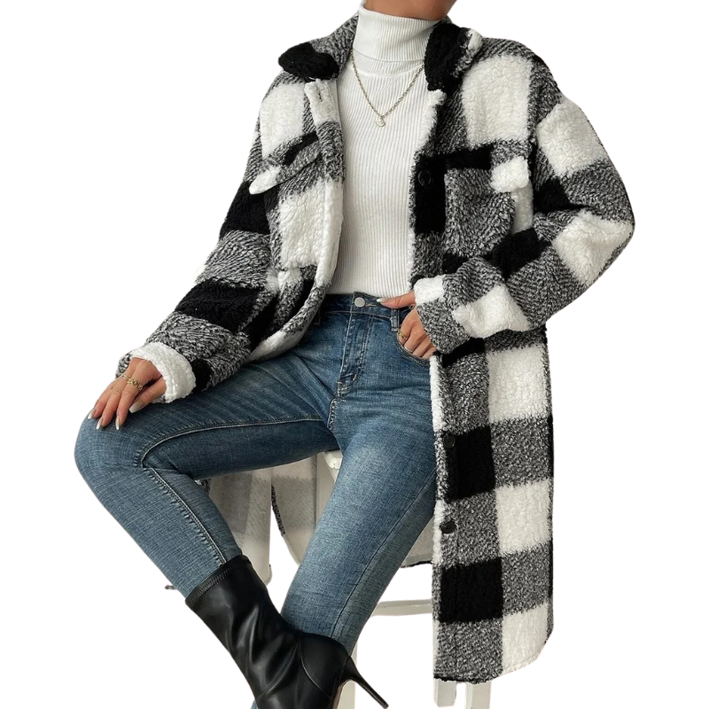 Oversized Button Up Plaid Coat-My Comfy Blouse