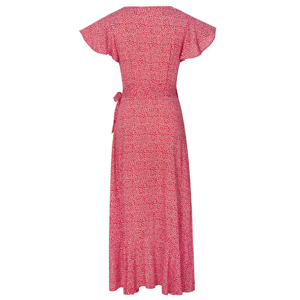 Wrapped Around Ruffled Boho Floral Print Maxi Dress-My Comfy Blouse