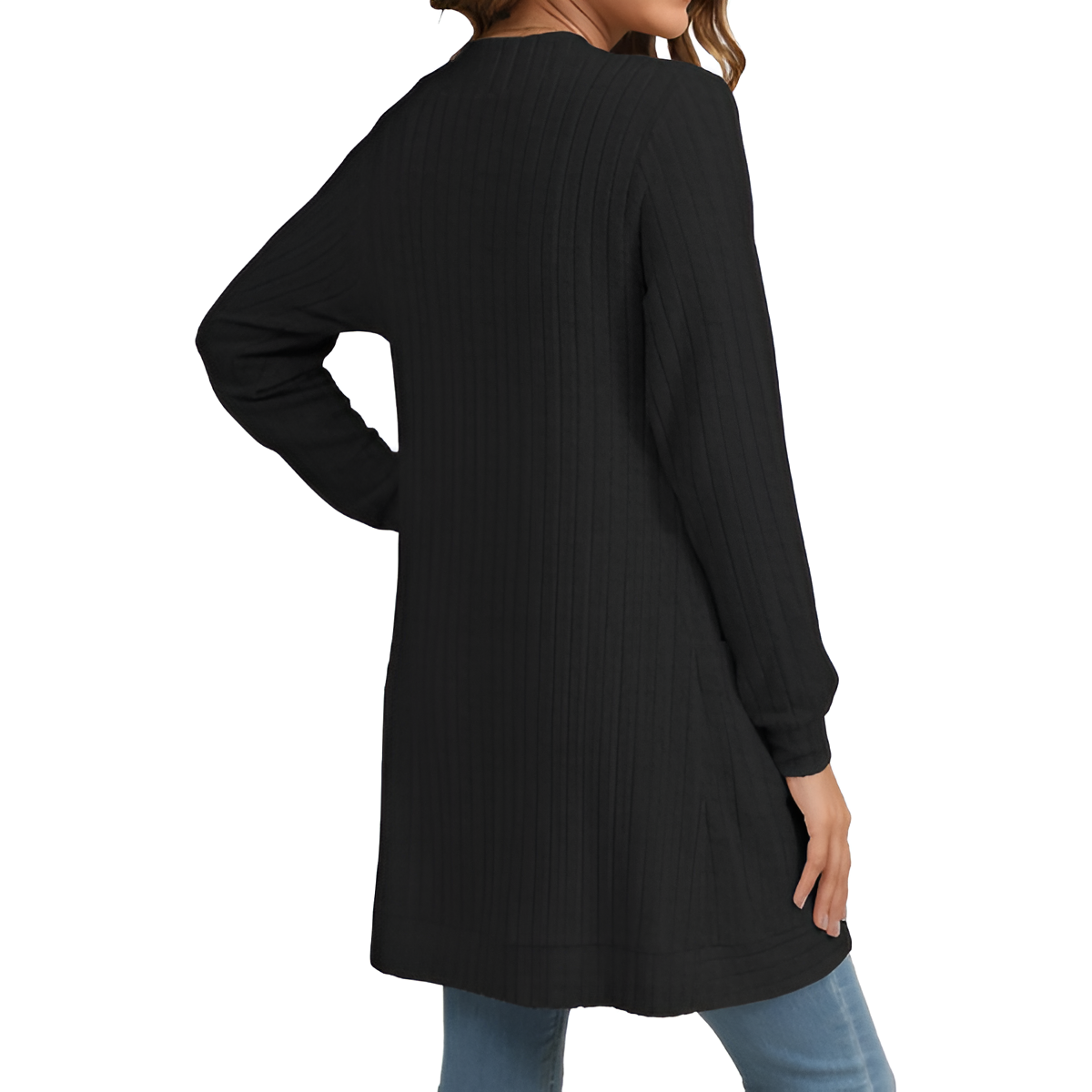 Women Long Sleeve Open Front Cardigan Casual Lightweight Long Cardigans Loose Knit Outwear with Pockets