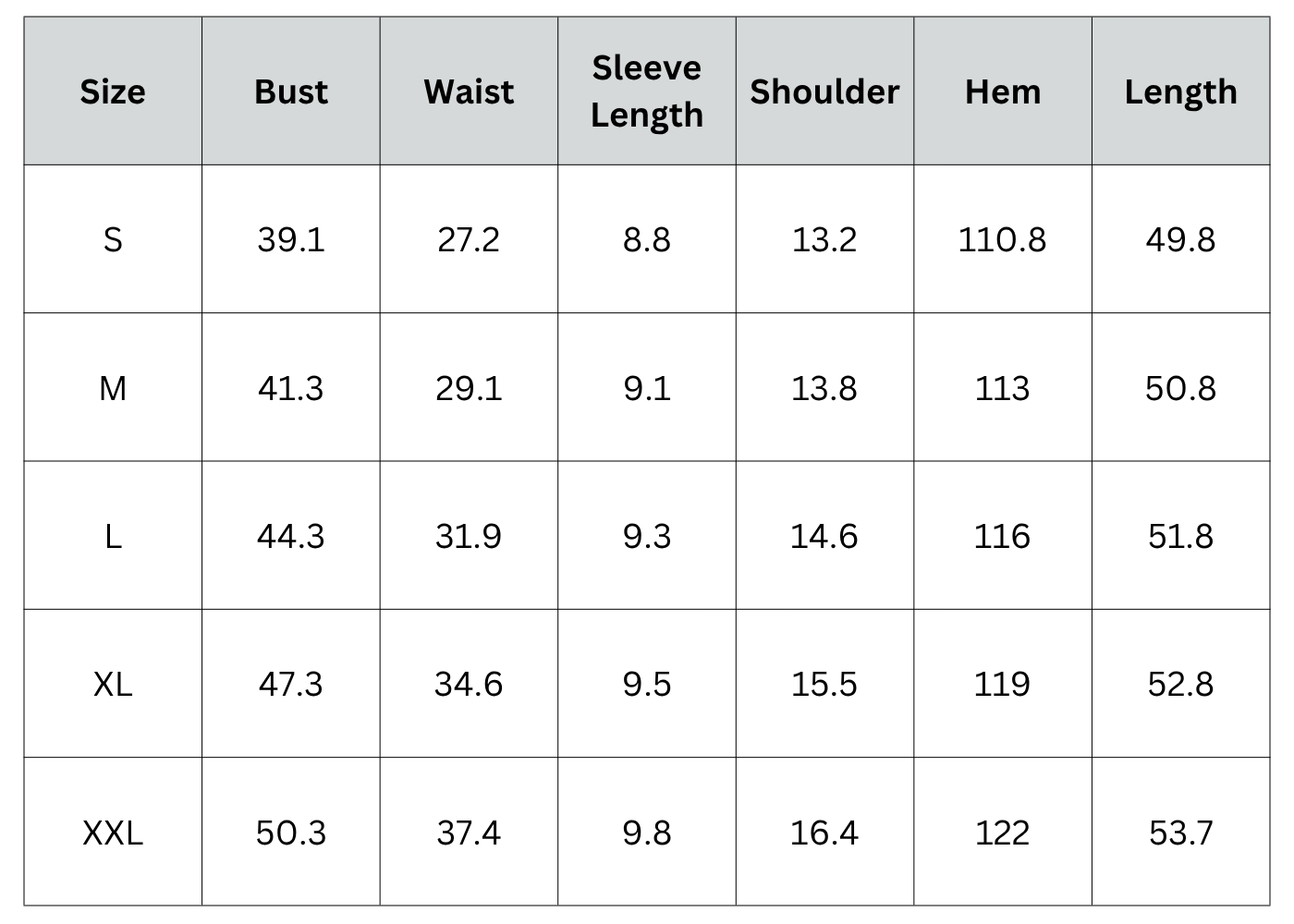 Size Chart
