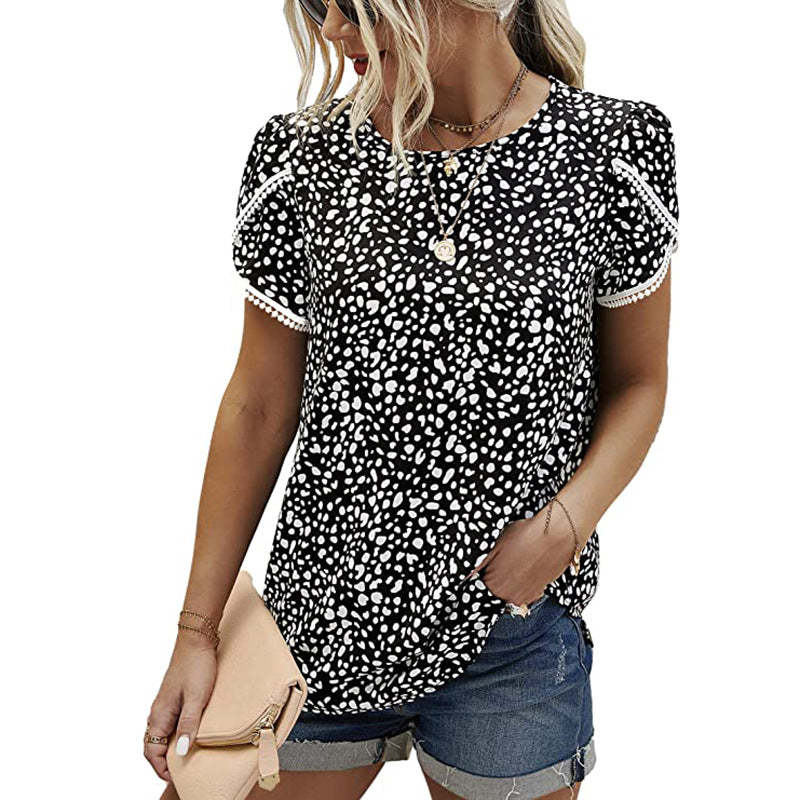 Causal Tulip Laced Short Sleeves Blouse-My Comfy Blouse