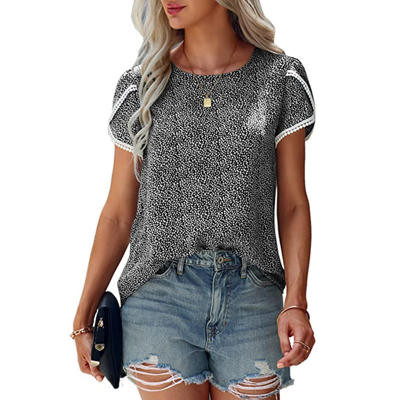 Causal Tulip Laced Short Sleeves Blouse-My Comfy Blouse