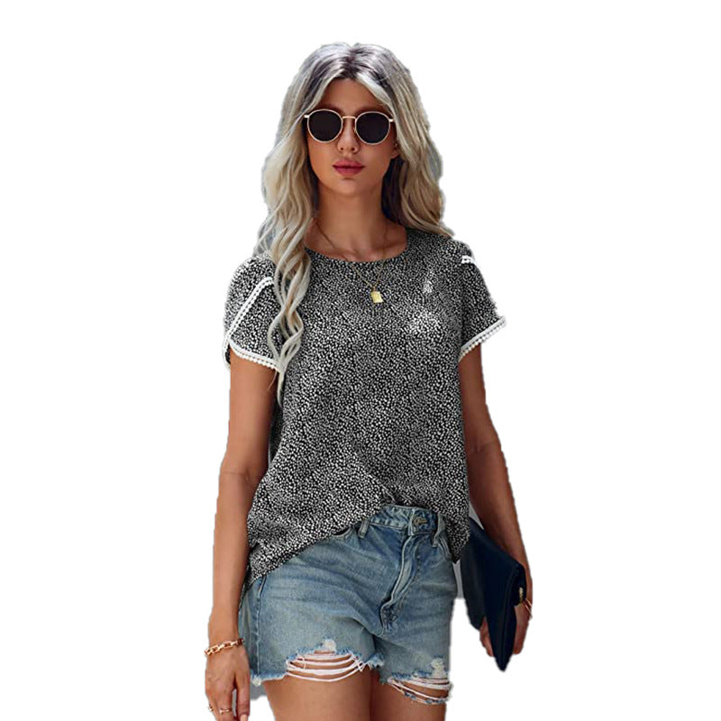 Causal Tulip Laced Short Sleeves Blouse-My Comfy Blouse