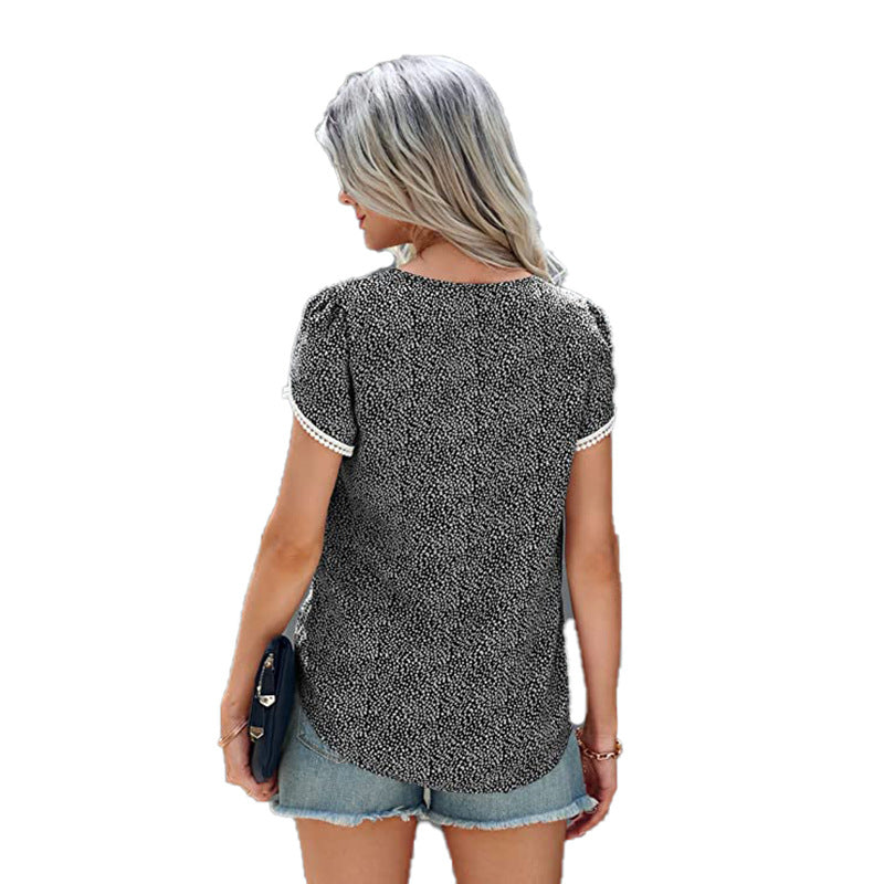 Causal Tulip Laced Short Sleeves Blouse-My Comfy Blouse