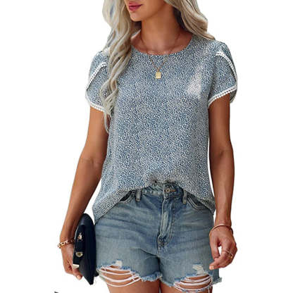 Causal Tulip Laced Short Sleeves Blouse-My Comfy Blouse