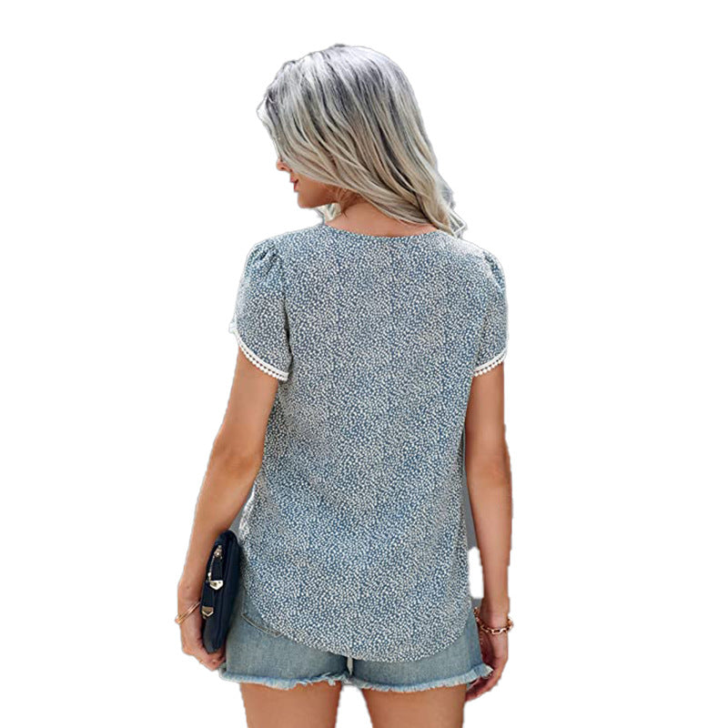 Causal Tulip Laced Short Sleeves Blouse-My Comfy Blouse