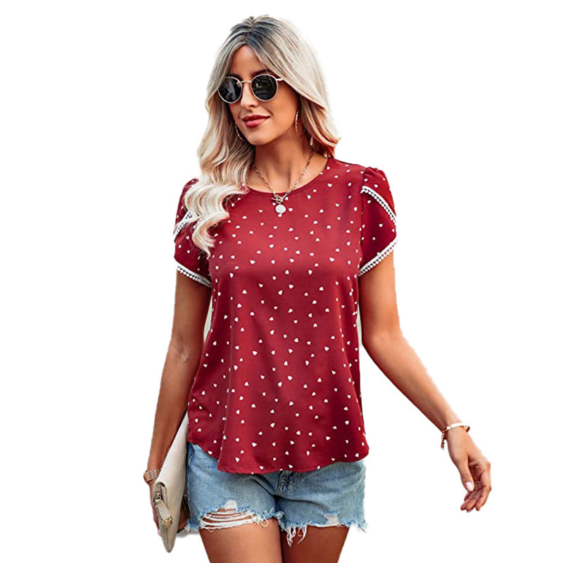 Causal Tulip Laced Short Sleeves Blouse-My Comfy Blouse