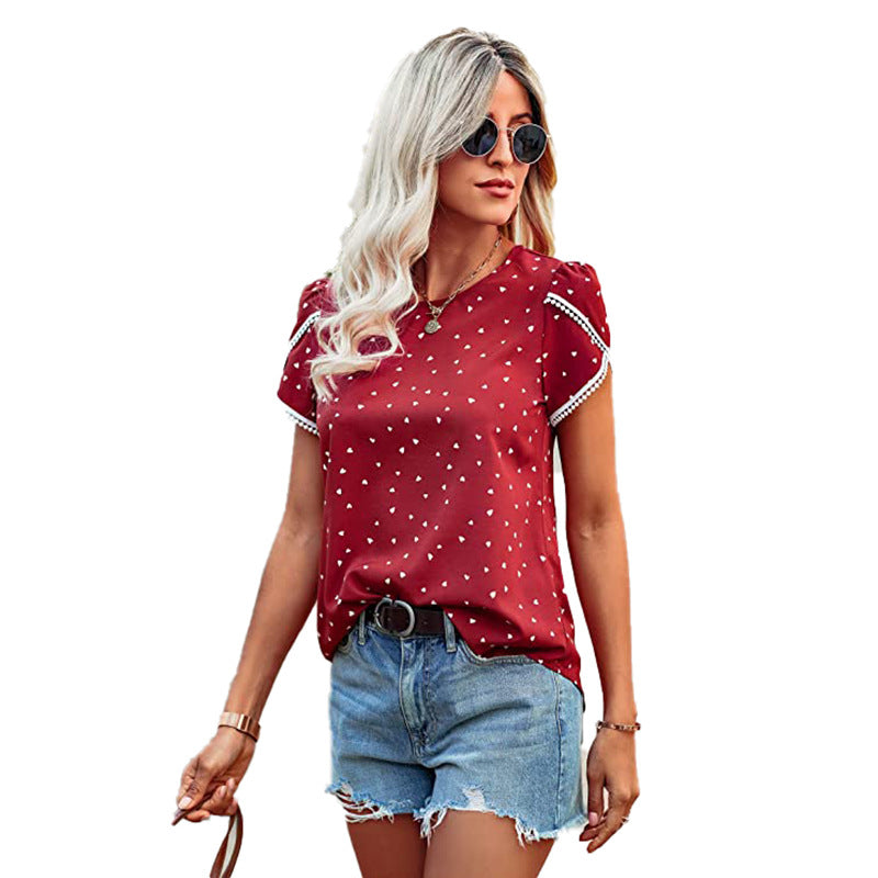 Causal Tulip Laced Short Sleeves Blouse-My Comfy Blouse