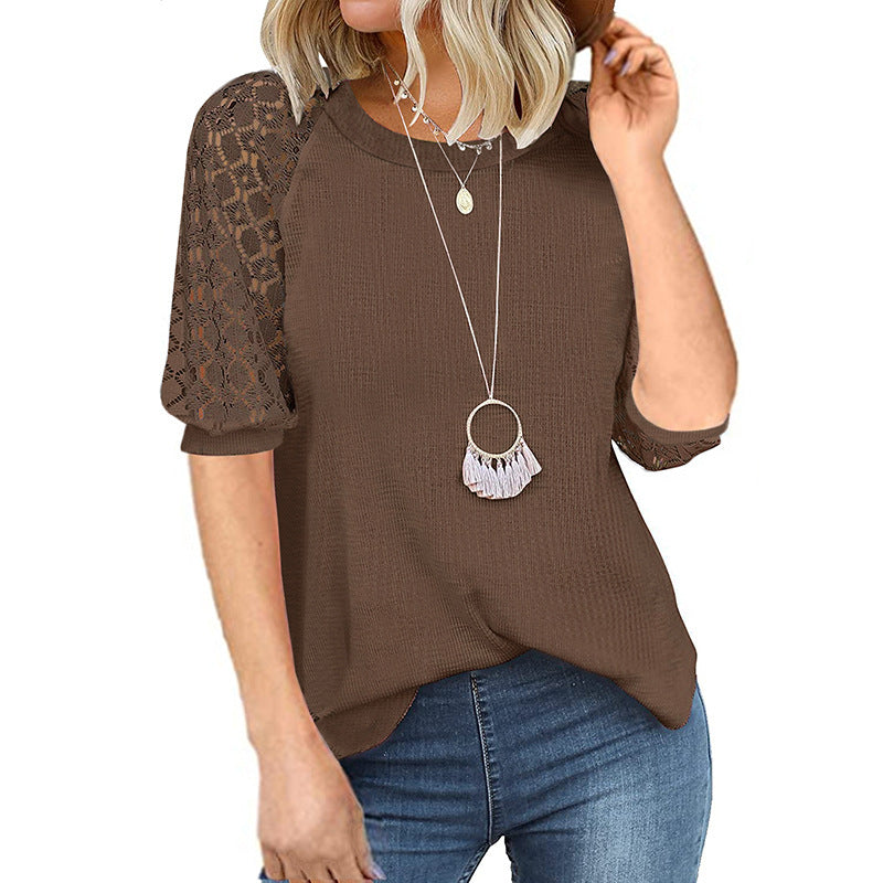 Casual Lace Raglan Sleeves Blouse-My Comfy Blouse