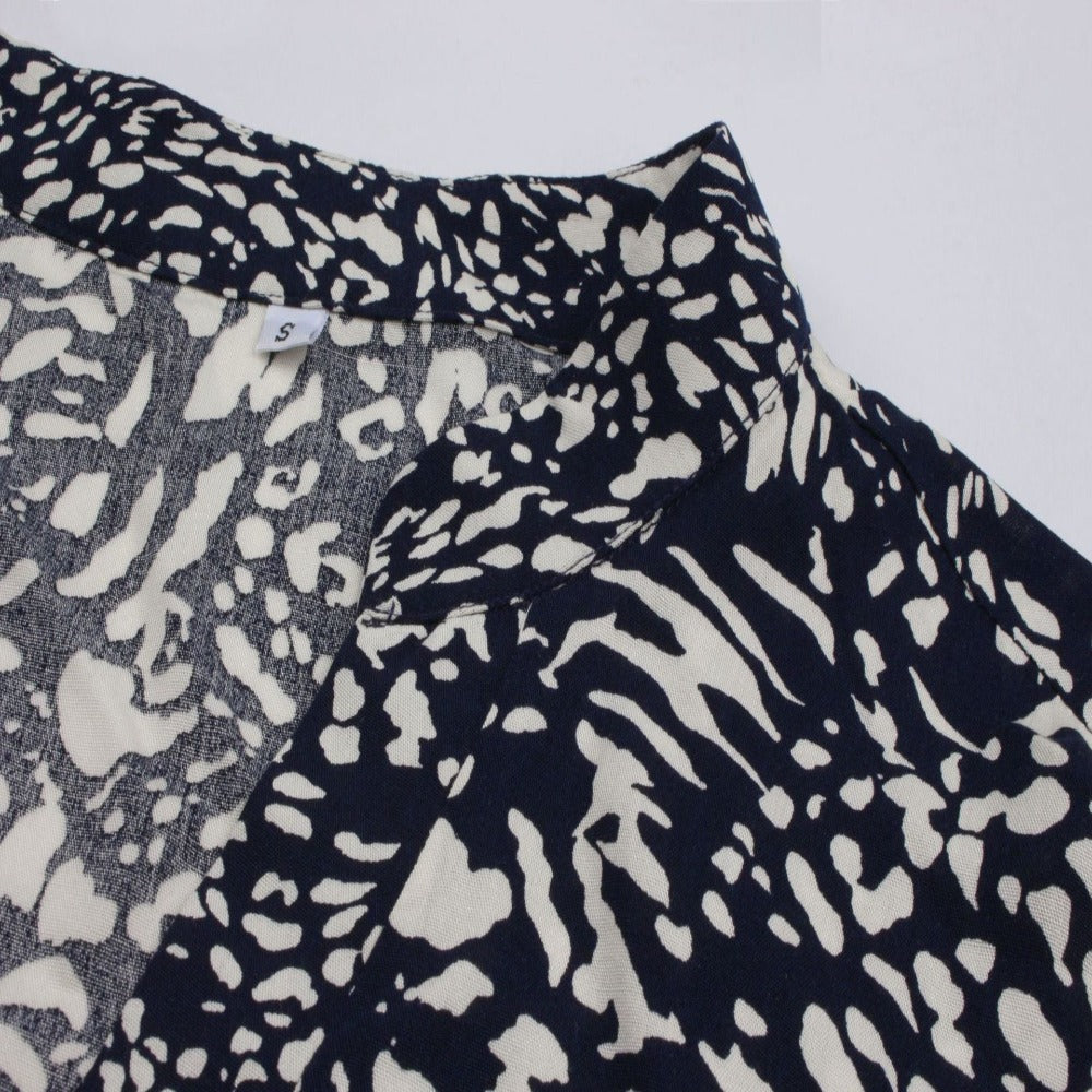 Abstract Pattern Flared Hem Full-Sleeves Shirt-My Comfy Blouse