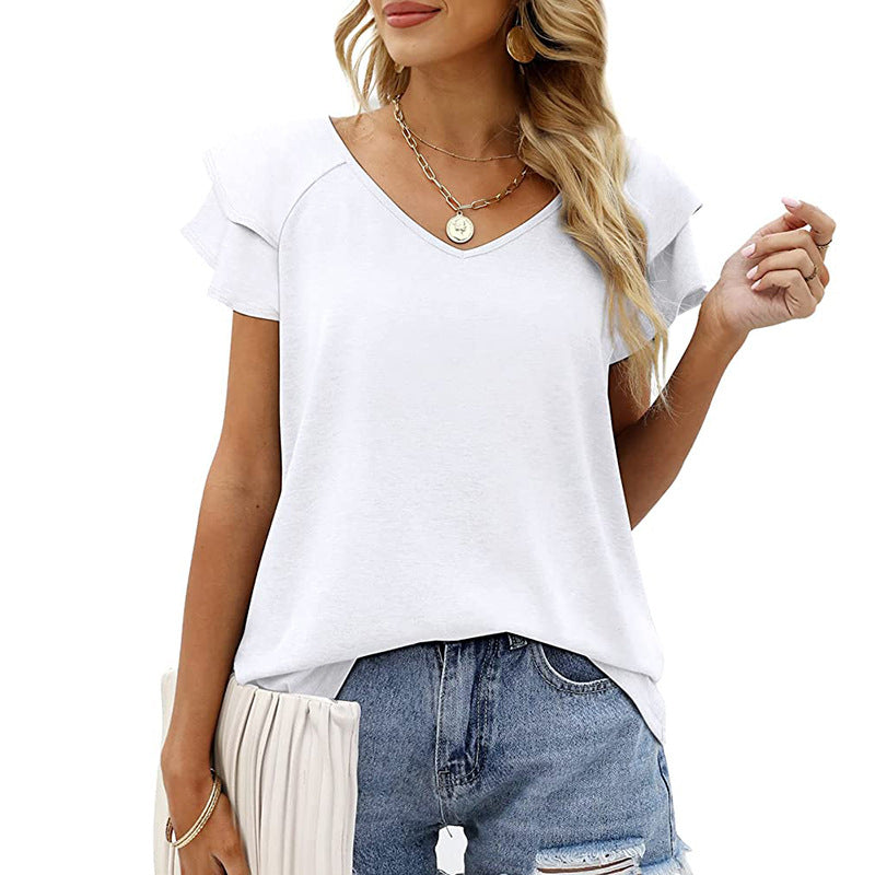 Double Flounce Short Sleeves Blouse-My Comfy Blouse