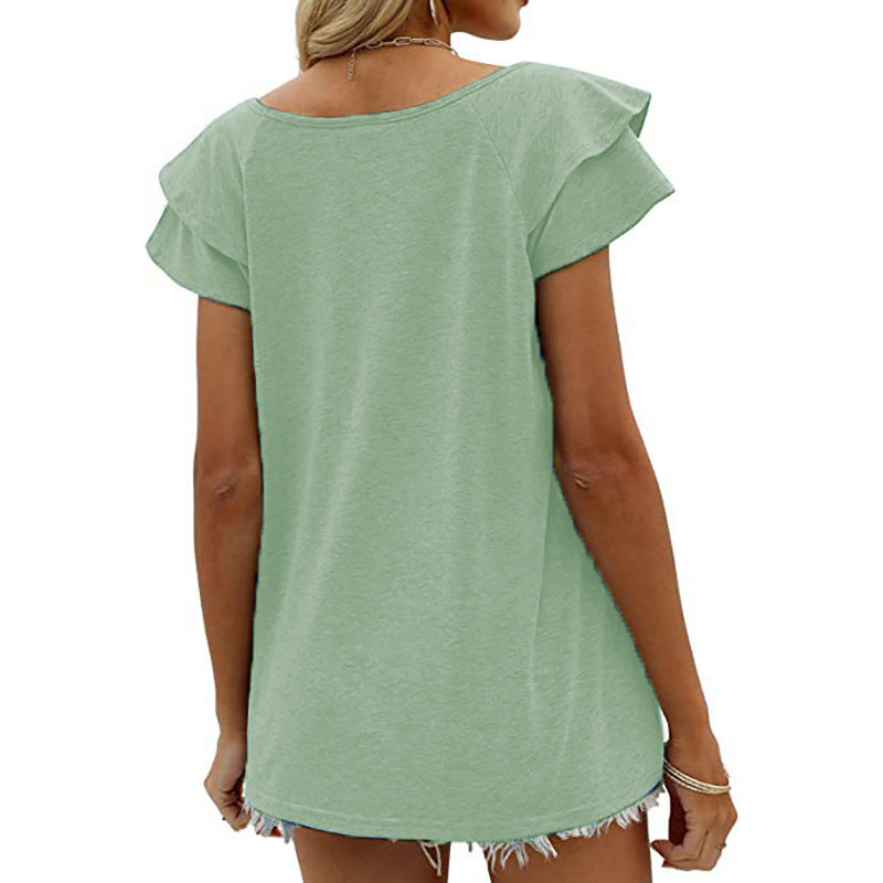 Double Flounce Short Sleeves Blouse-My Comfy Blouse