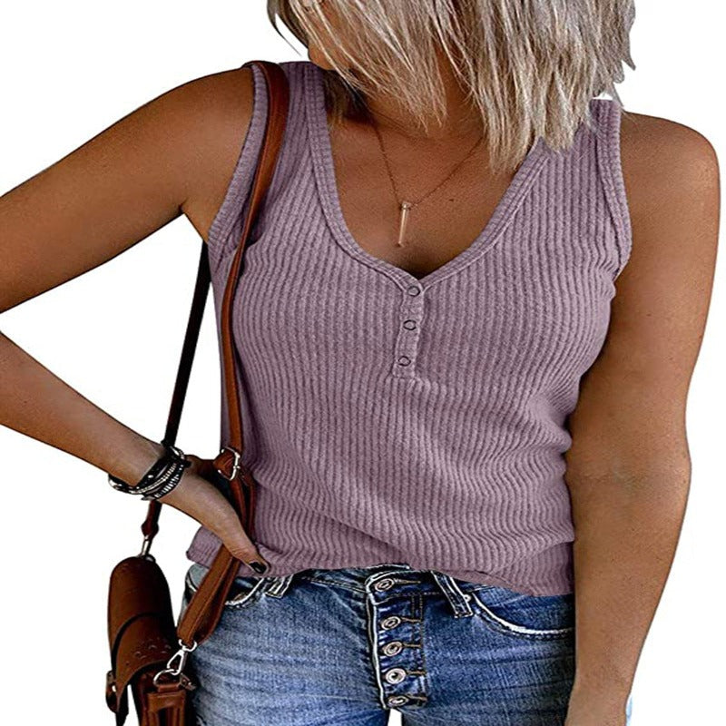 V Neck Sleeves Less Top-My Comfy Blouse