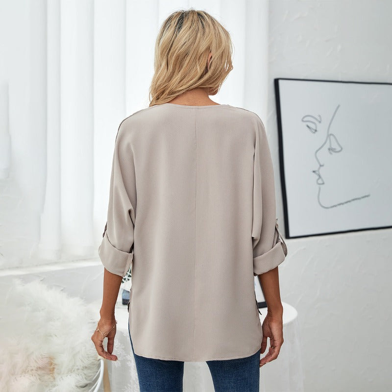 Long Sleeves V Neck Semi Formal Shirt-My Comfy Blouse