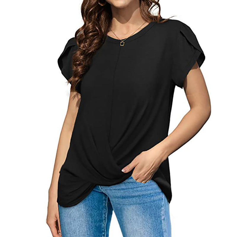 Ruffled Cross Hem Flounce Sleeves Blouse-My Comfy Blouse