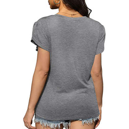 Cross Flounce Hem Short Sleeves Blouse