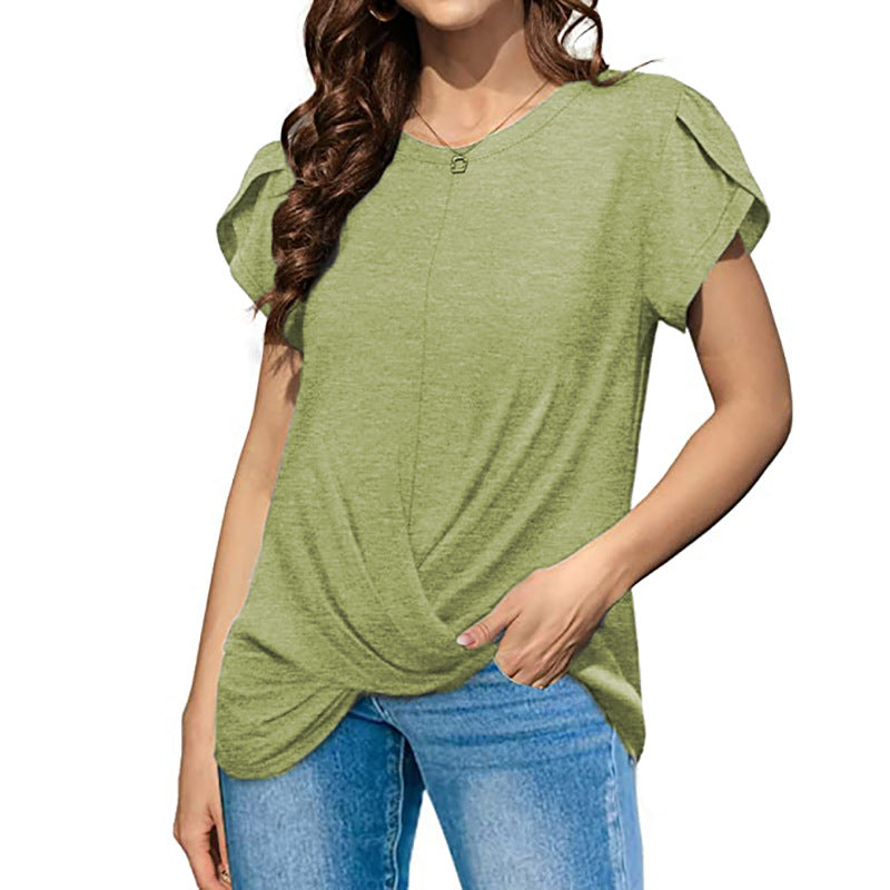 Ruffled Cross Hem Flounce Sleeves Blouse-My Comfy Blouse