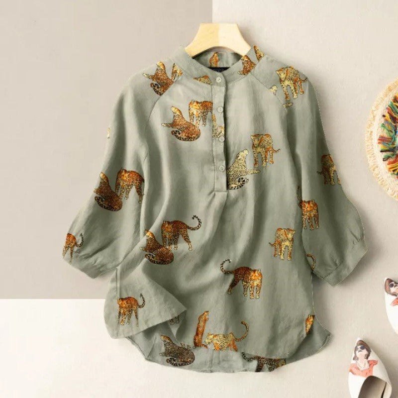 Meridian Collar Leopard Print Shirt-My Comfy Blouse