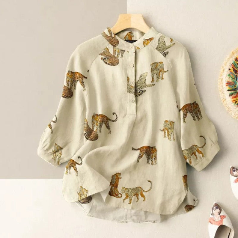 Meridian Collar Leopard Print Shirt-My Comfy Blouse