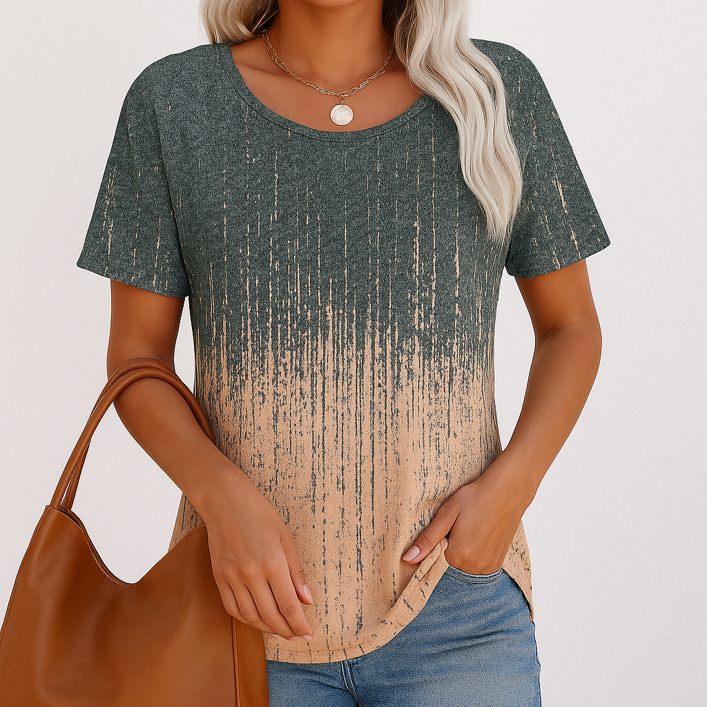 Casual Patchwork Printed T Shirt For Summer Short Sleeve Blouse-My Comfy Blouse