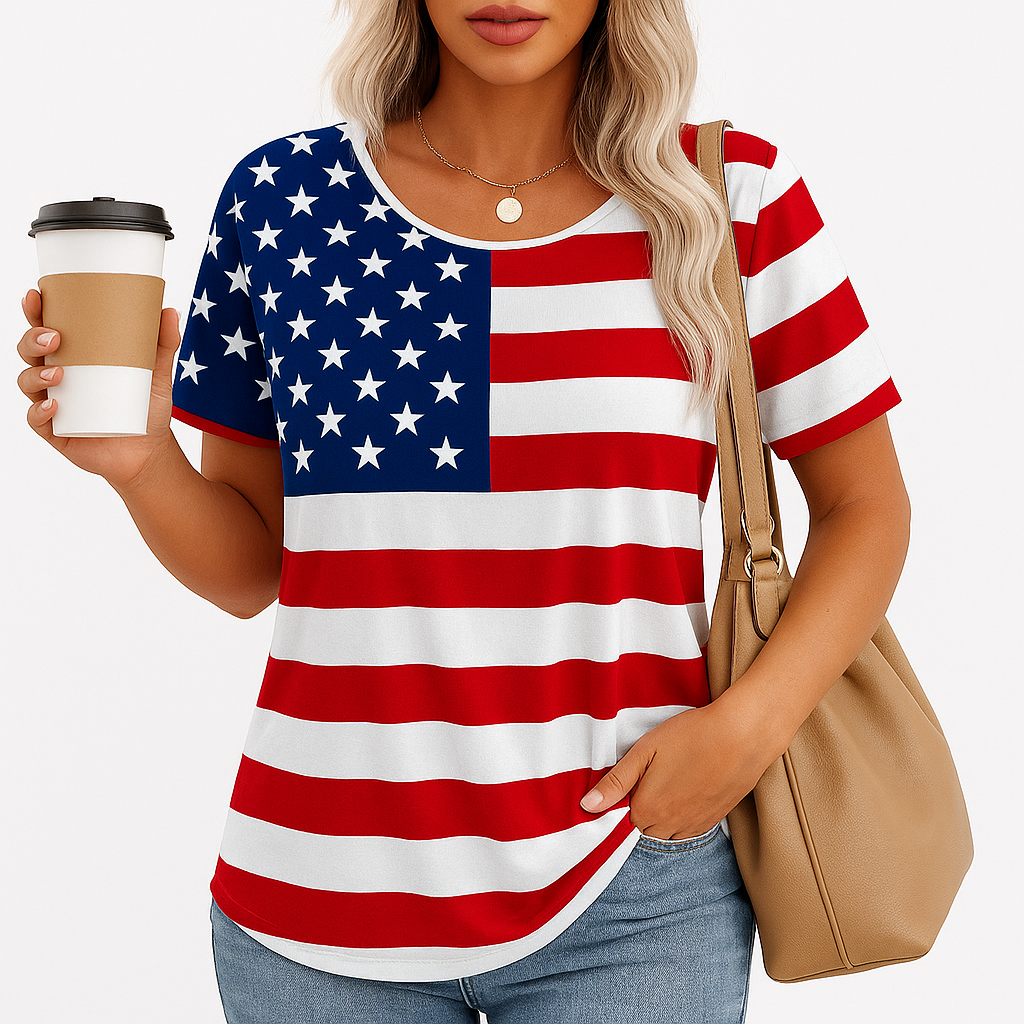 Casual Patchwork Printed T Shirt For Summer Short Sleeve Blouse-My Comfy Blouse