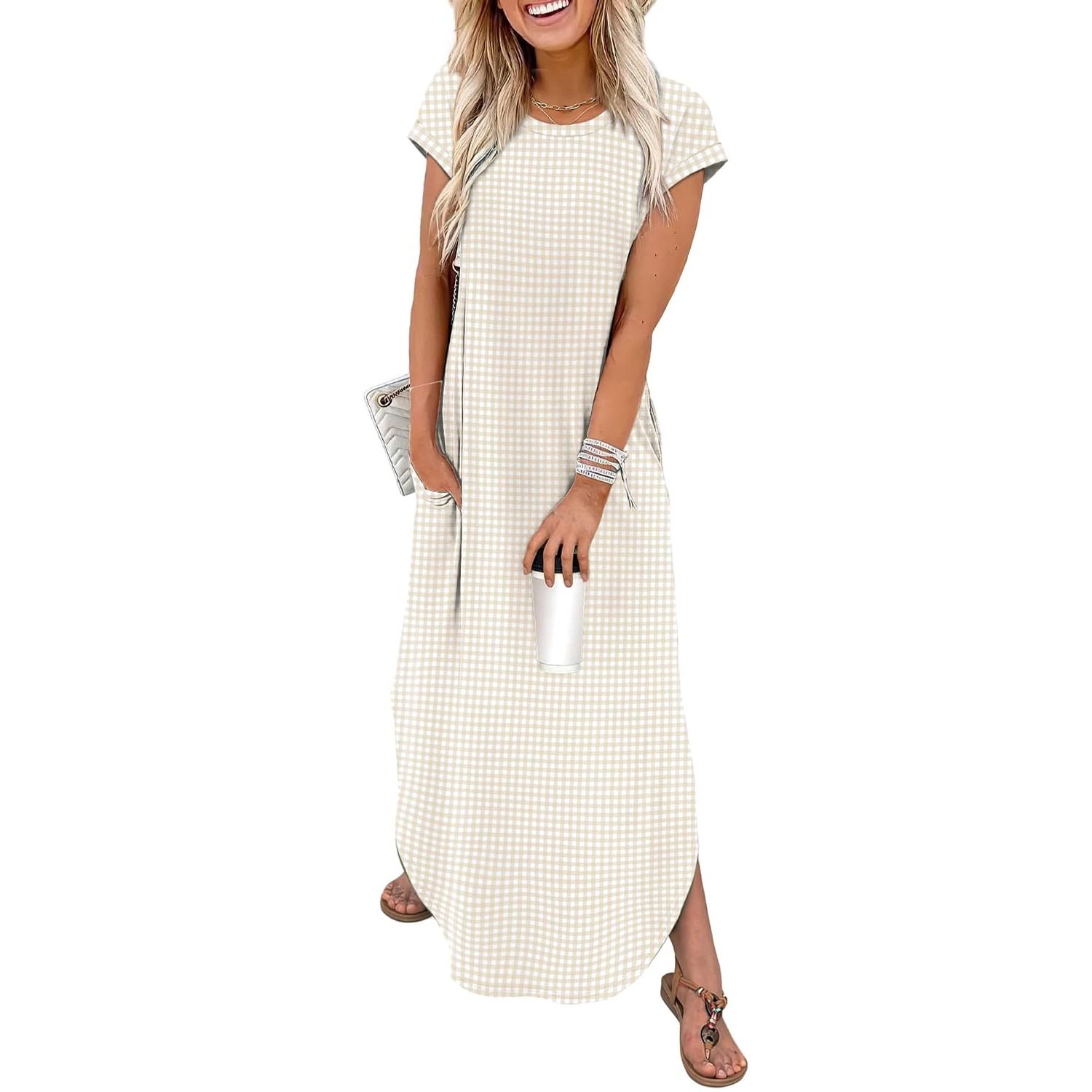Casual Summer Maxi Dress With Cap Sleeves And Pockets For Women