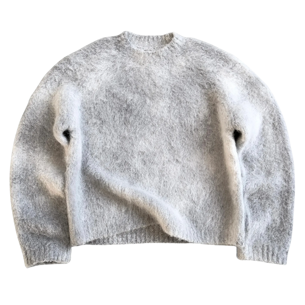 Soft Mohair Knit Sweater With Reversible Textures-My Comfy Blouse