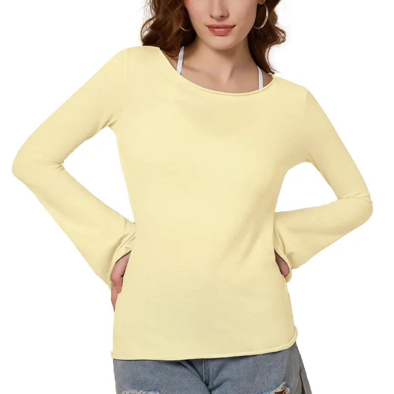 Semi Sheer Long Sleeve Blouse For Women 