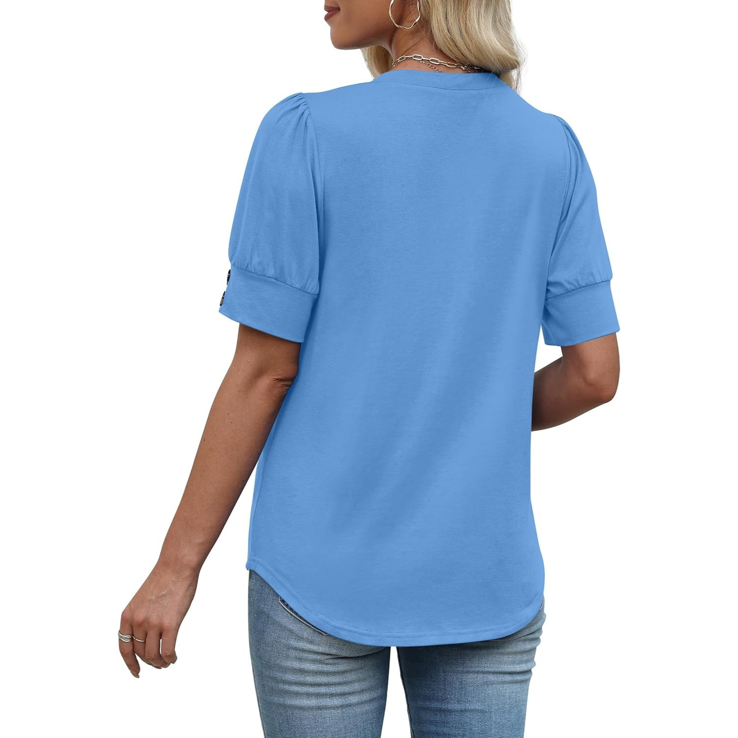 Women Tops Short Sleeve Shirts Buttons Spring Fashion Summer Outfits Blouses Dressy Casual