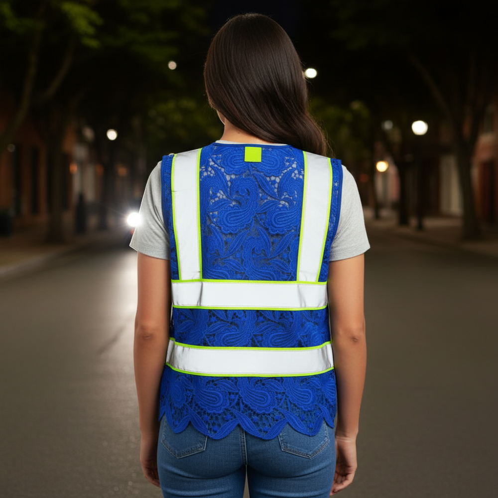 Lace Reflective Vest With Zipper