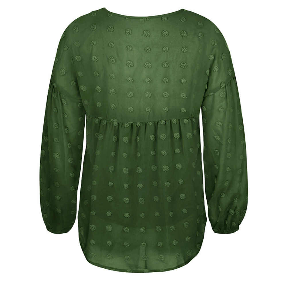 V-Neck Polka Dots Ruffled Blouse-My Comfy Blouse