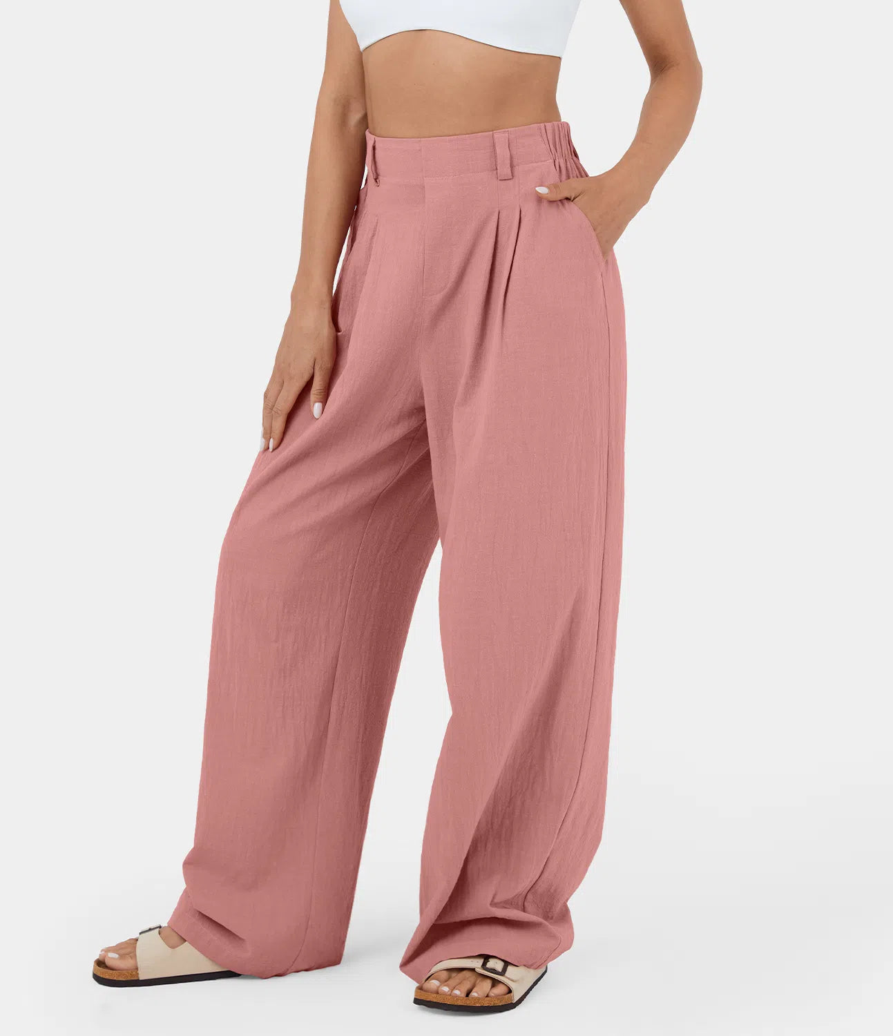 Flowy Solid Palazzo Pants With Side Pockets-My Comfy Blouse