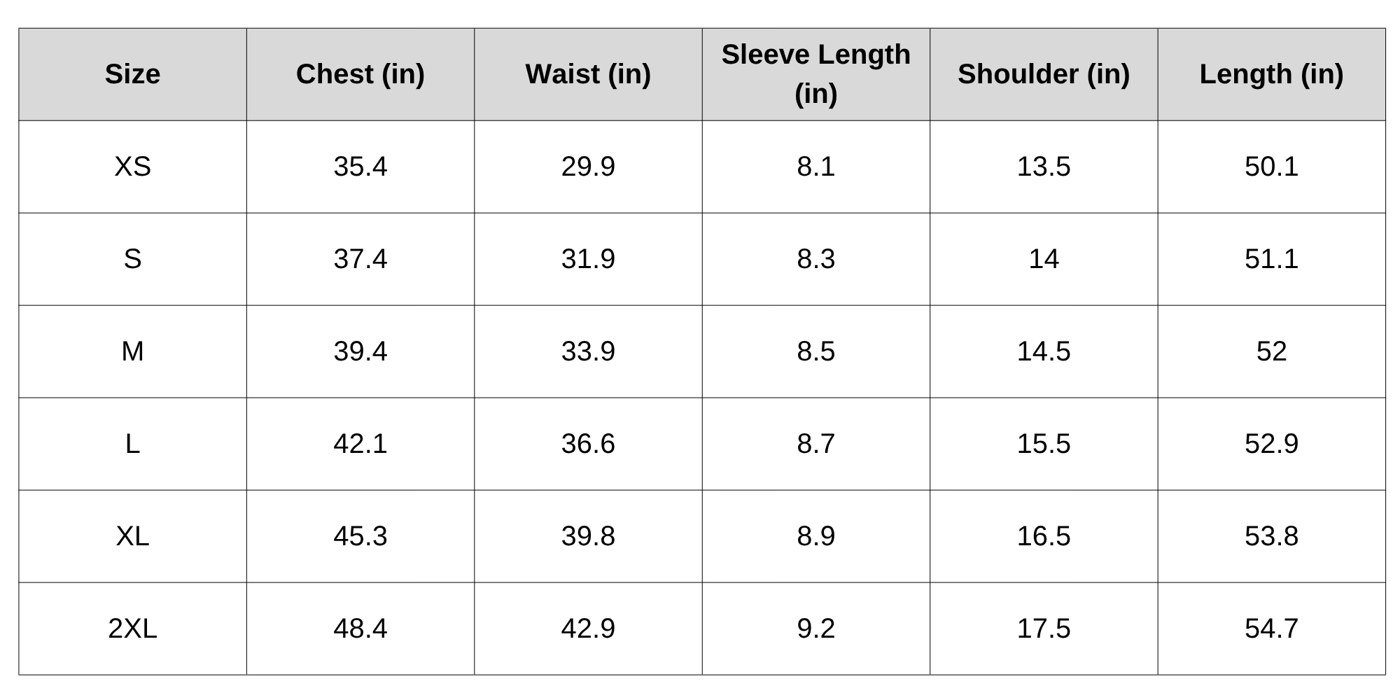 Size Chart