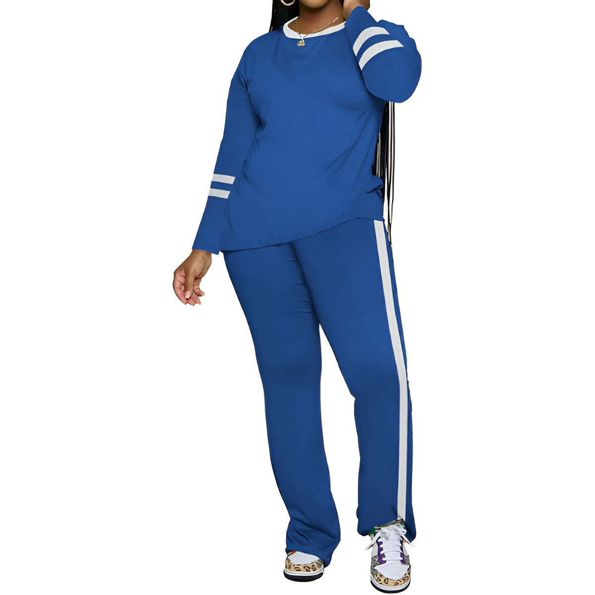 Two Piece Lounge Sets For Women With Long Sleeve Casual Top And Flare Pants